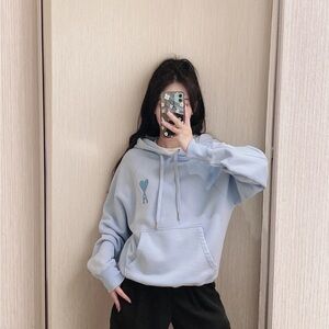 Ami Blue Oversized Relaxed Hoodie Sweatshirt